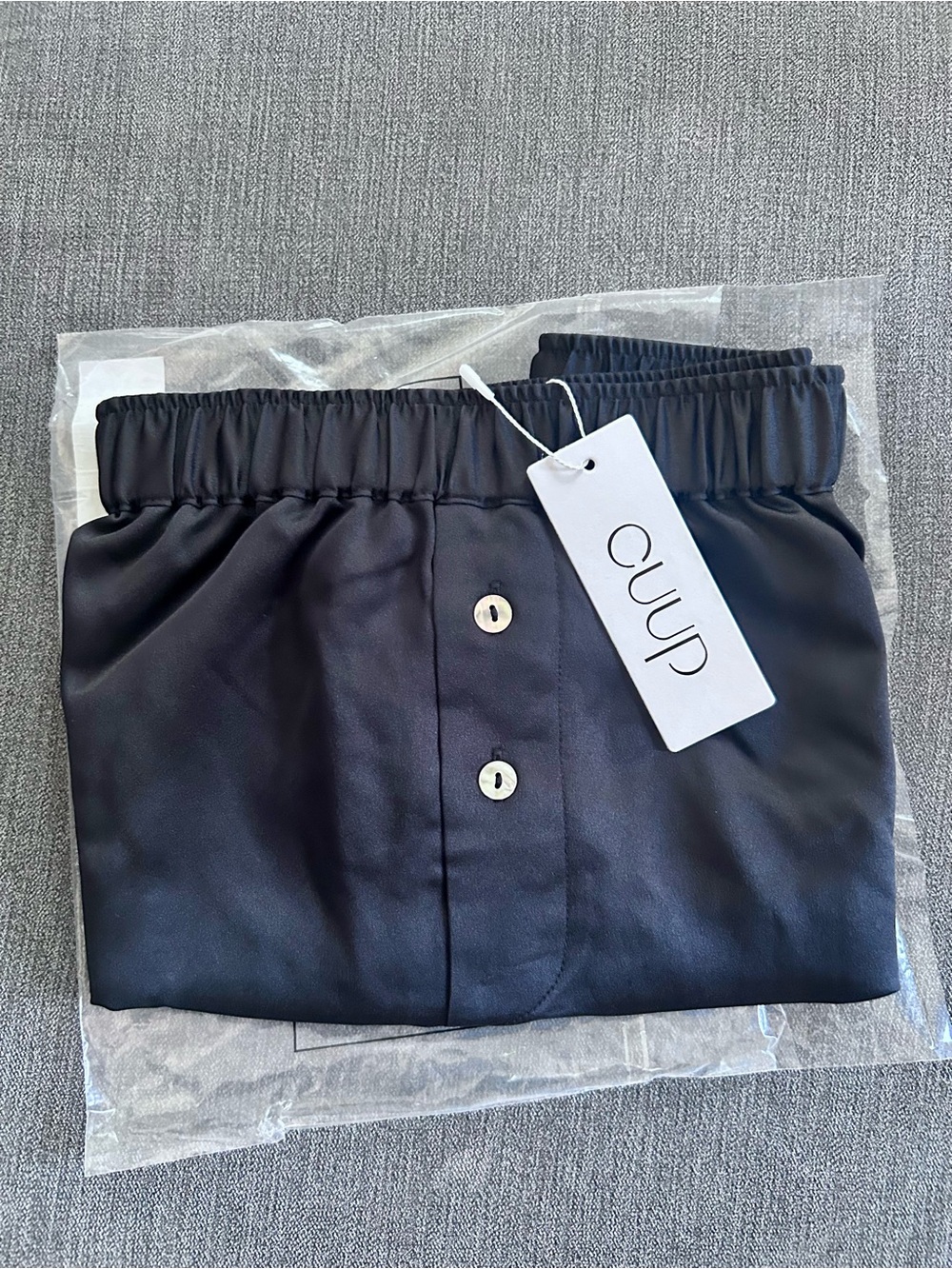 NWT CUUP The Boxer Recycled Satin Lounge Shorts Black M